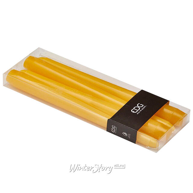 Столовые свечи Кальяри 25 см, 4 шт, желтые EDG (ЭДГ)