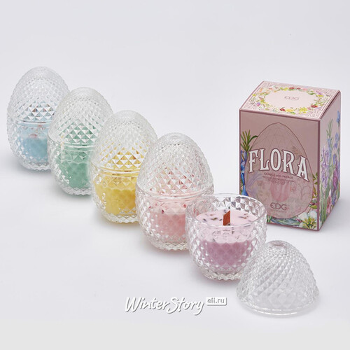 Ароматическая свеча Flora - Ginger&Warm Vanilla 12 см, стекло EDG