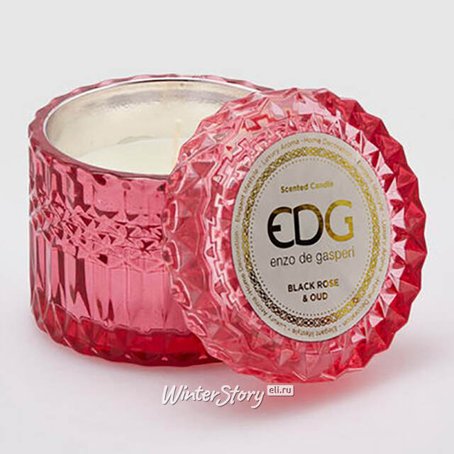 Ароматическая свеча Crystal Gasperi: Black Rose&Oud 9 см, стекло EDG (ЭДГ)