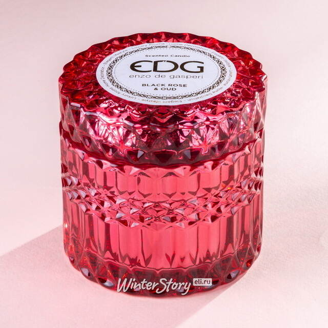 Ароматическая свеча Crystal Gasperi: Black Rose&Oud 9 см, стекло EDG (ЭДГ)