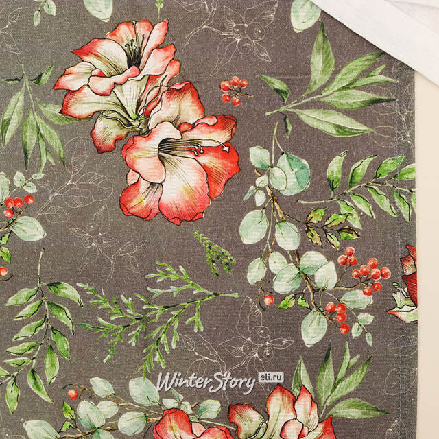 Дорожка для стола Праздничный Букет 140*40 см дымчатая Kaemingk