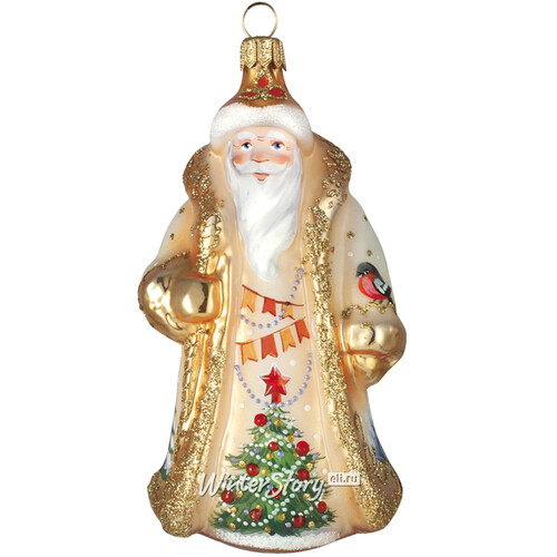 Стеклянная ёлочная игрушка Дед Мороз - Акварель 13 см, подвеска Фабрика Ариель