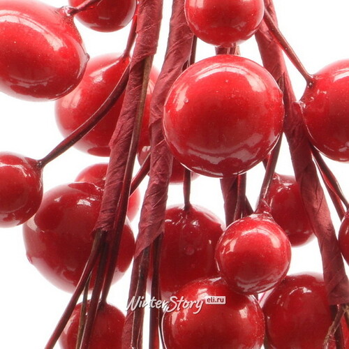 Декоративная ветка Ягодная гроздь 15 см, 3 шт с красными ягодами Kaemingk