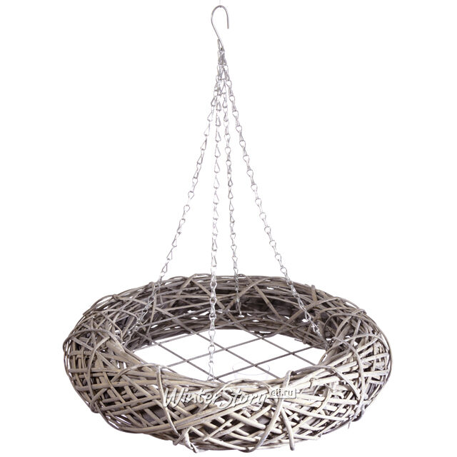 Венок ивовый 55 см на металлических цепочках, серый Kaemingk