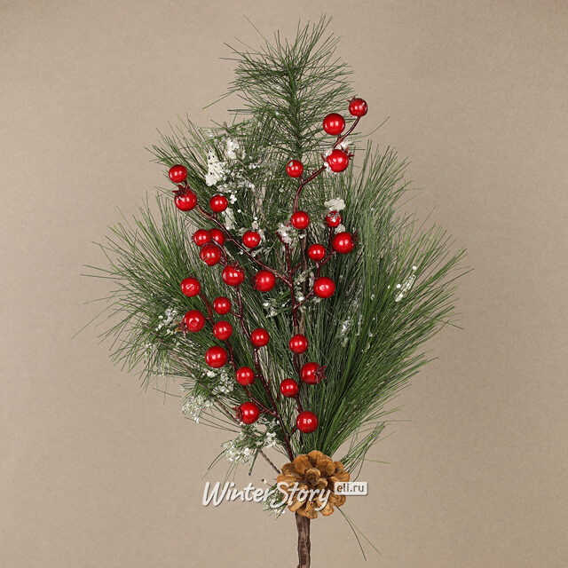 Хвойная ветка Ягодный Джаз с льдинками 65 см Kaemingk