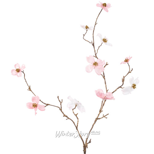 Декоративная ветка Цветущий Кизил 92 см бело-розовый Kaemingk