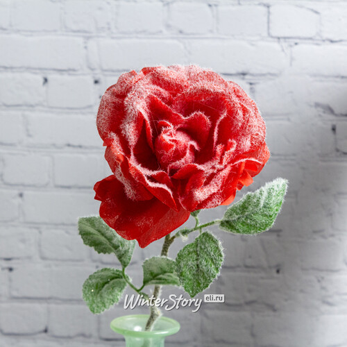 Роза в Инее 45 см красная Kaemingk