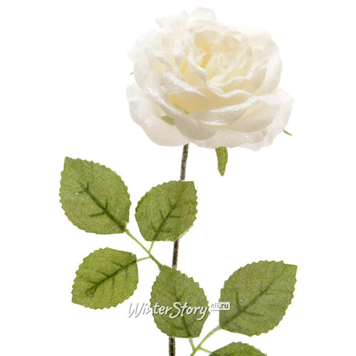 Роза в Инее 45 см белая Kaemingk