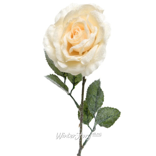 Искусственная Роза в инее 45 см кремовая Kaemingk