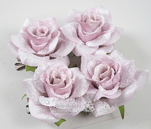 Розы нежно-розовые, 7,5см, 4 шт, клипса Kaemingk