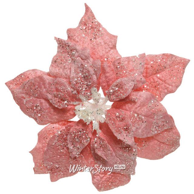 Пуансеттия Viento Rosa 26 см, клипса Kaemingk (Кейминг)