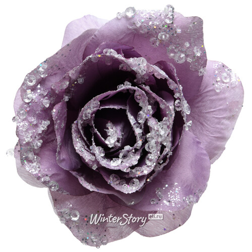 Роза Искристая 14 см светло-лиловая, клипса Kaemingk