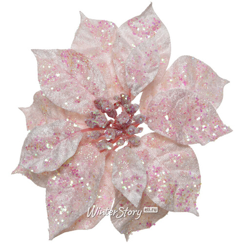 Пуансеттия Принцесса Де-Флер 16 см розовая, клипса Kaemingk