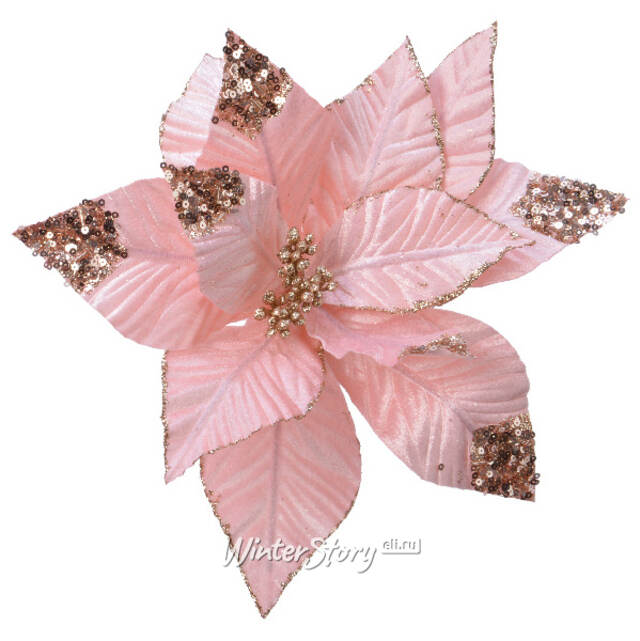 Искусственная пуансеттия Мармалатта 28 см, клипса Kaemingk