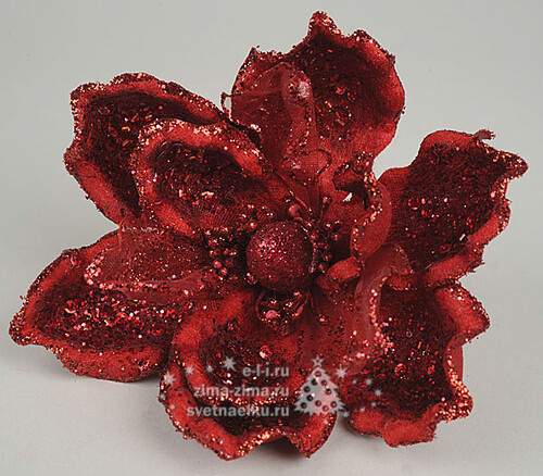 Цветок пуансеттии бордо, 15см Kaemingk