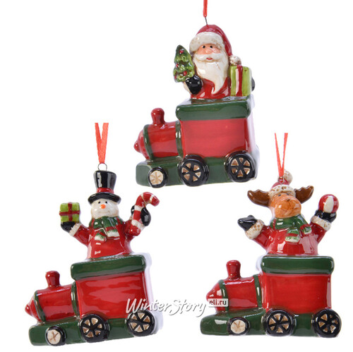 Елочная игрушка Поезд с подарками - Санта-Клаус 9 см, подвеска Kaemingk