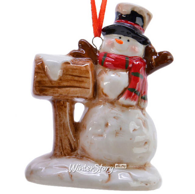 Елочная игрушка Почтовый Снеговик 10 см, подвеска Kaemingk