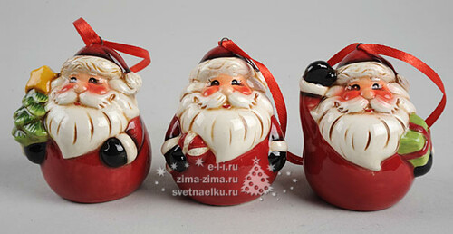 Украшение "Дед Мороз", керамика, 5,5см, подвеска Kaemingk
