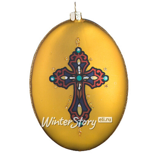Елочное украшение Овальный Медальон Святое Семейство 10 см коричневый стекло, подвеска Holiday Classics
