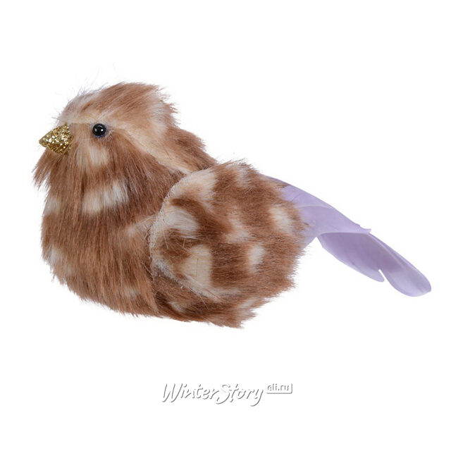 Елочная игрушка Птичка Henrietta 17 см сиреневая, клипса Kaemingk