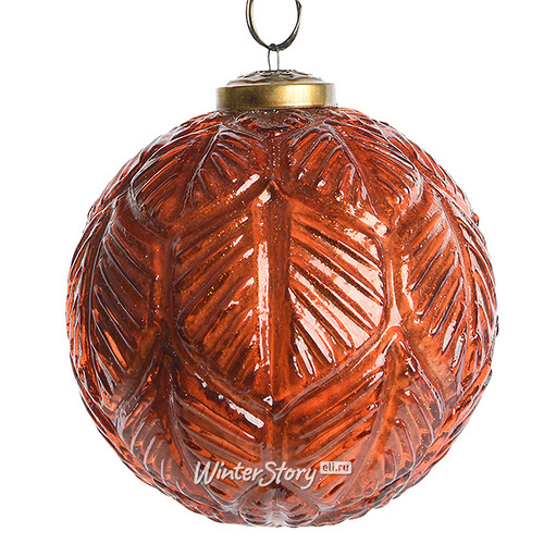 Винтажный шар Рябиновое Настроение 10 см оранжевый осенний, стекло Kaemingk