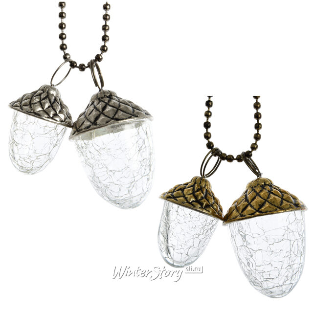 Елочная игрушка Винтажные желуди 17 см серебряные, подвеска Kaemingk