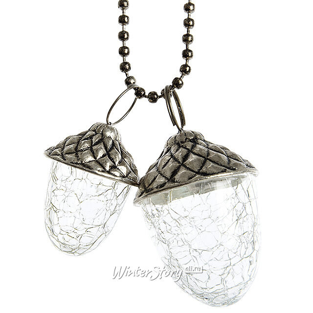 Елочная игрушка Винтажные желуди 17 см серебряные, подвеска Kaemingk