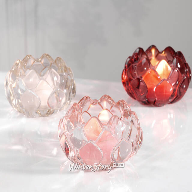 Стеклянный подсвечник для чайной свечи Артишок - Alcamo 8 см Kaemingk