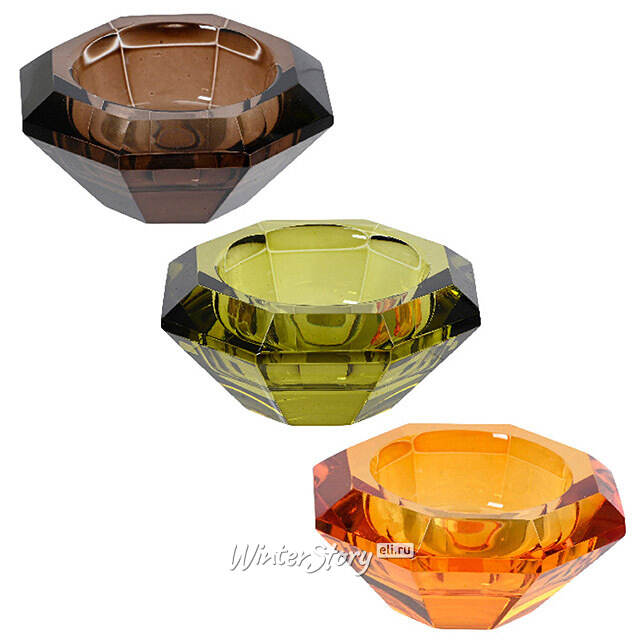 Набор стеклянных подсвечников Calore Avvolgente 7 см, 3 шт Kaemingk