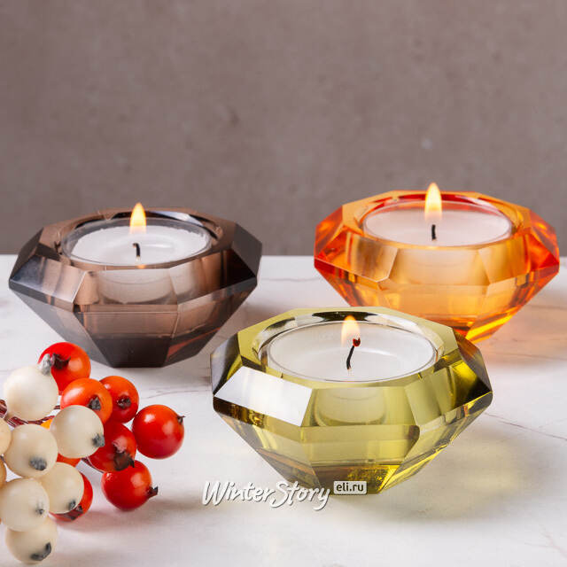 Набор стеклянных подсвечников Calore Avvolgente 7 см, 3 шт Kaemingk