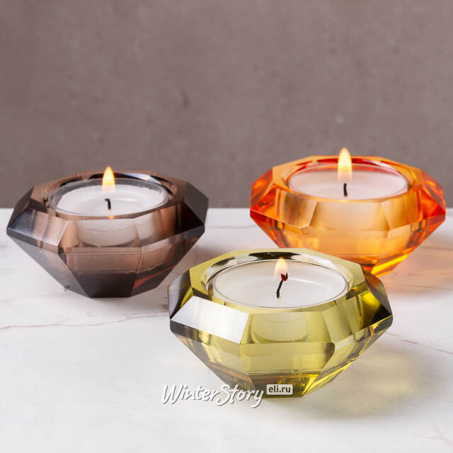 Набор стеклянных подсвечников Calore Avvolgente 7 см, 3 шт Kaemingk