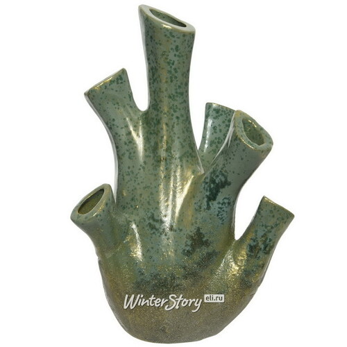 Керамическая ваза Portela 24 см зеленая Kaemingk