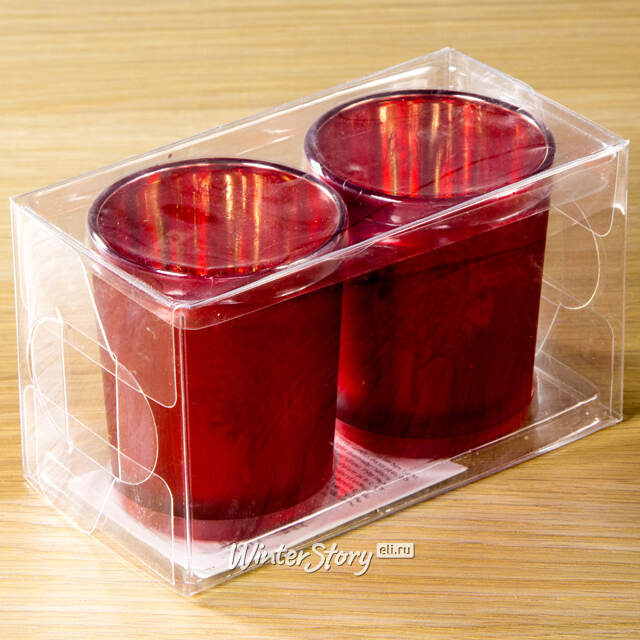 Подсвечник стакан Волшебный лес 6*7 см, 2 шт, красный Kaemingk