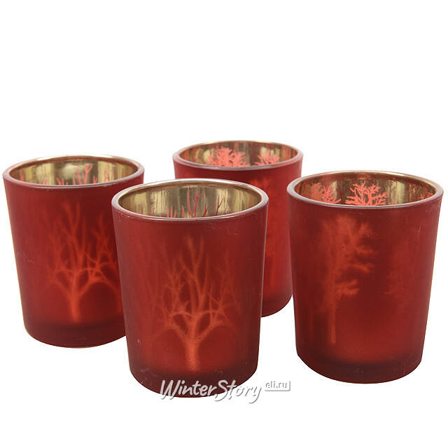 Подсвечник стакан Волшебный лес 6*7 см, 2 шт, красный Kaemingk