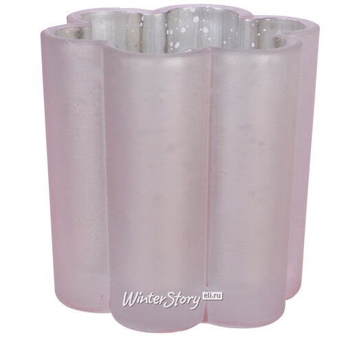 Стеклянный подсвечник для маленькой свечи Нежная Фиалка 6 см розовый Kaemingk