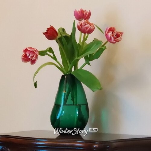 Стеклянная ваза Санджинето 23 см малахитовая Kaemingk