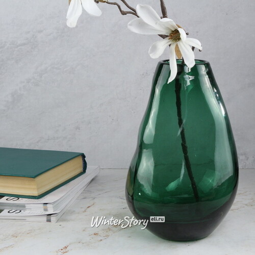 Стеклянная ваза Санджинето 23 см малахитовая Kaemingk