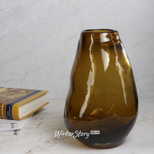 Стеклянная ваза Санджинето 23 см янтарная Kaemingk