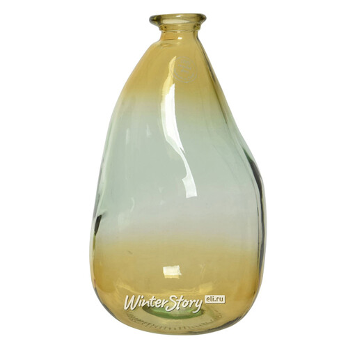 Стеклянная ваза-бутылка Olea 36 см желтая Kaemingk