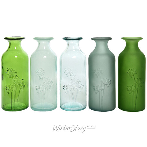 Стеклянная ваза Аллиум 19 см, зеленая прозрачная Kaemingk