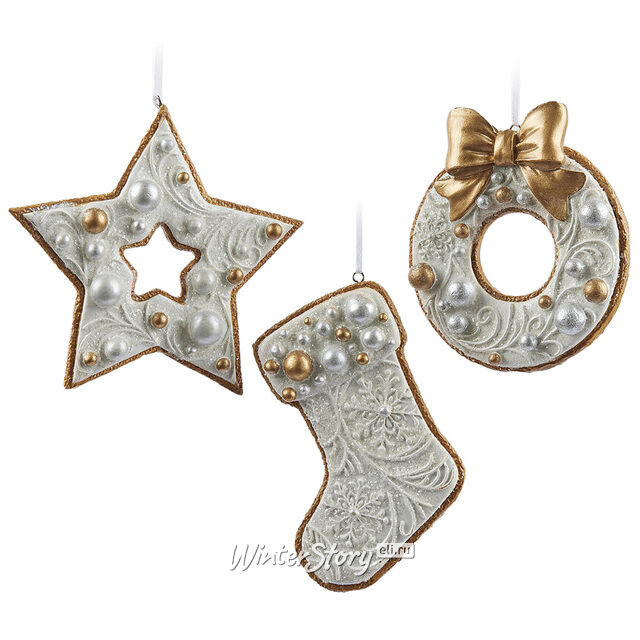 Набор елочных игрушек Sponge Cookies 10 см , 3 шт, подвеска EDG