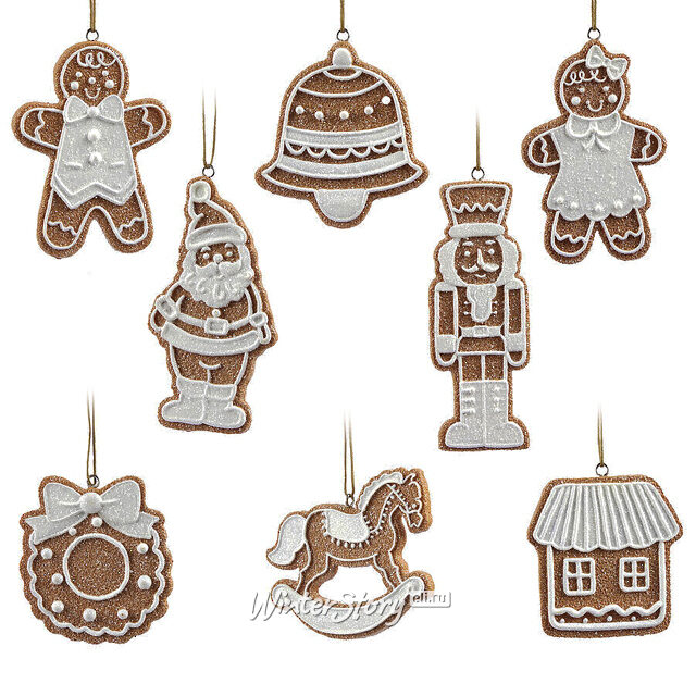 Набор елочных игрушек Gingerbread Cookies 12 см, 8 шт, подвеска EDG (ЭДГ)