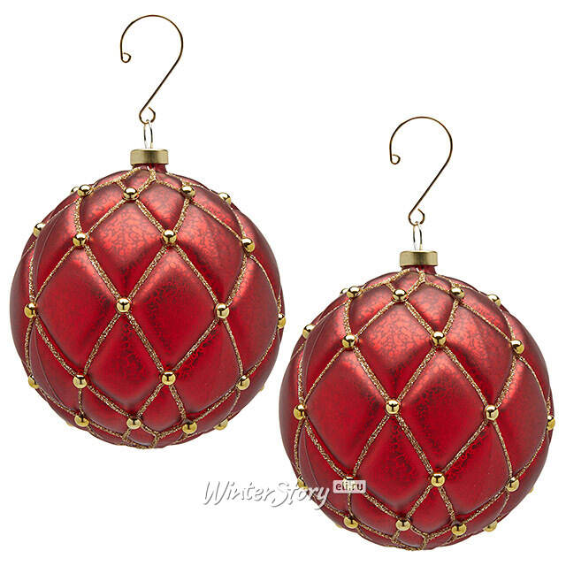 Елочные шары Opera Reale 10 см красные, 4 шт EDG