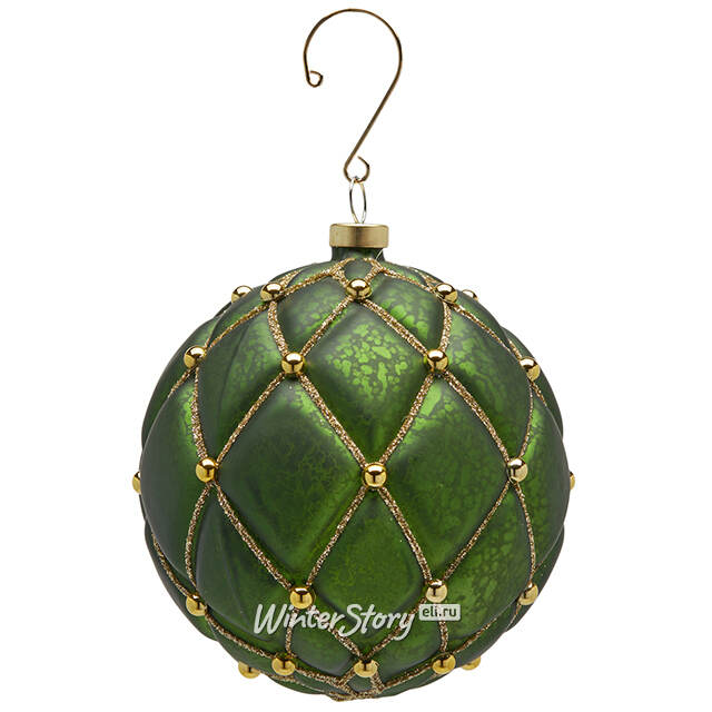 Елочные шары Opera Reale 10 см зеленые, 4 шт EDG
