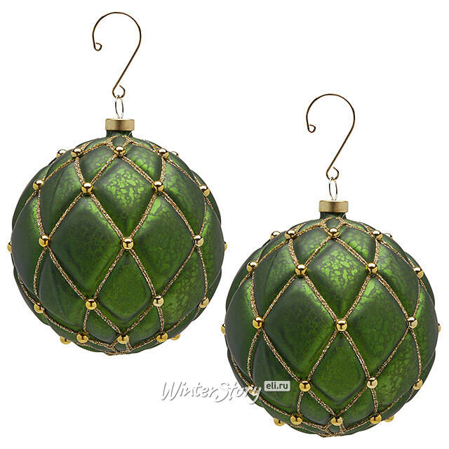 Елочные шары Opera Reale 10 см зеленые, 4 шт EDG
