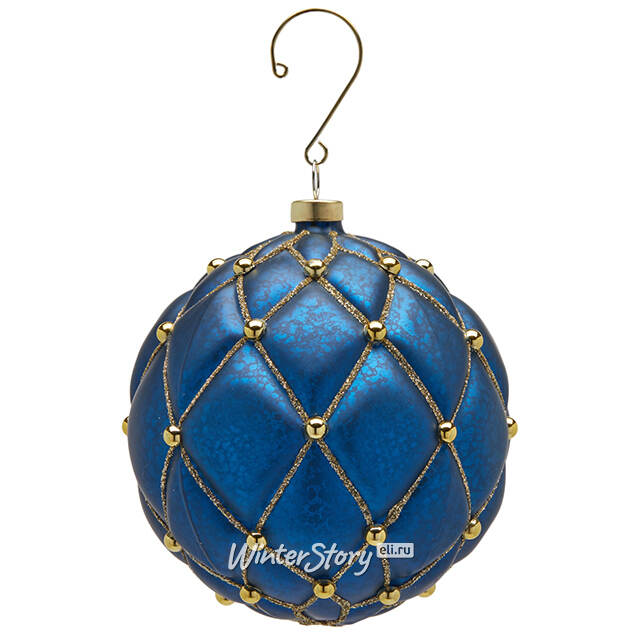 Елочные шары Opera Reale 10 см синие, 4 шт EDG