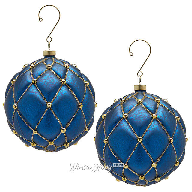 Елочные шары Opera Reale 10 см синие, 4 шт EDG