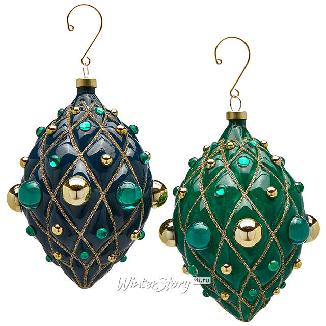 Елочные игрушки Pearl Malachite 15 см, стекло, 4 шт EDG