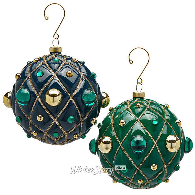 Елочные шары Pearl Malachite 13 см, стекло, 4 шт EDG