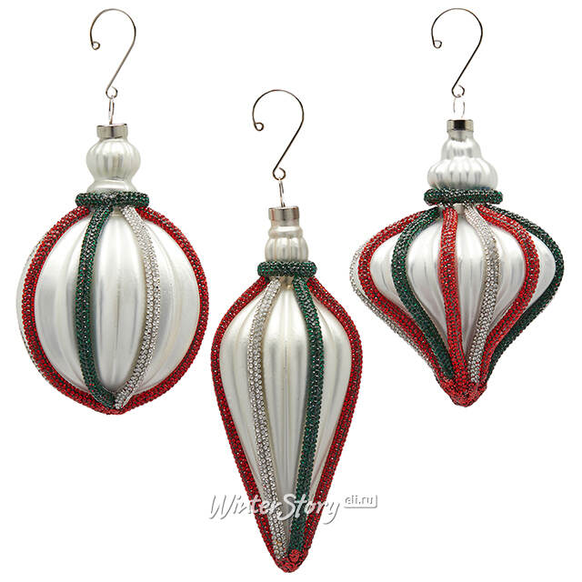 Елочные игрушки Deruta-Nalles 13 см белые, стекло, 12 шт EDG